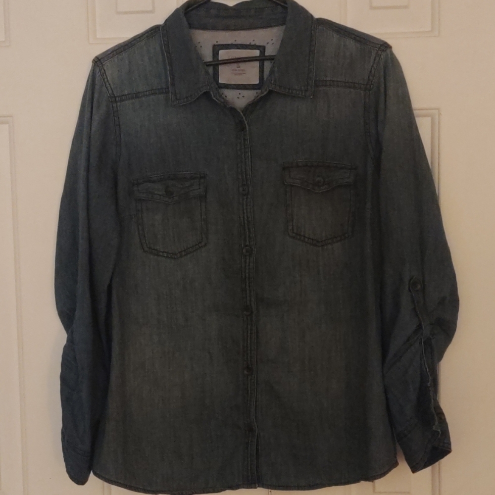 Denim button-down